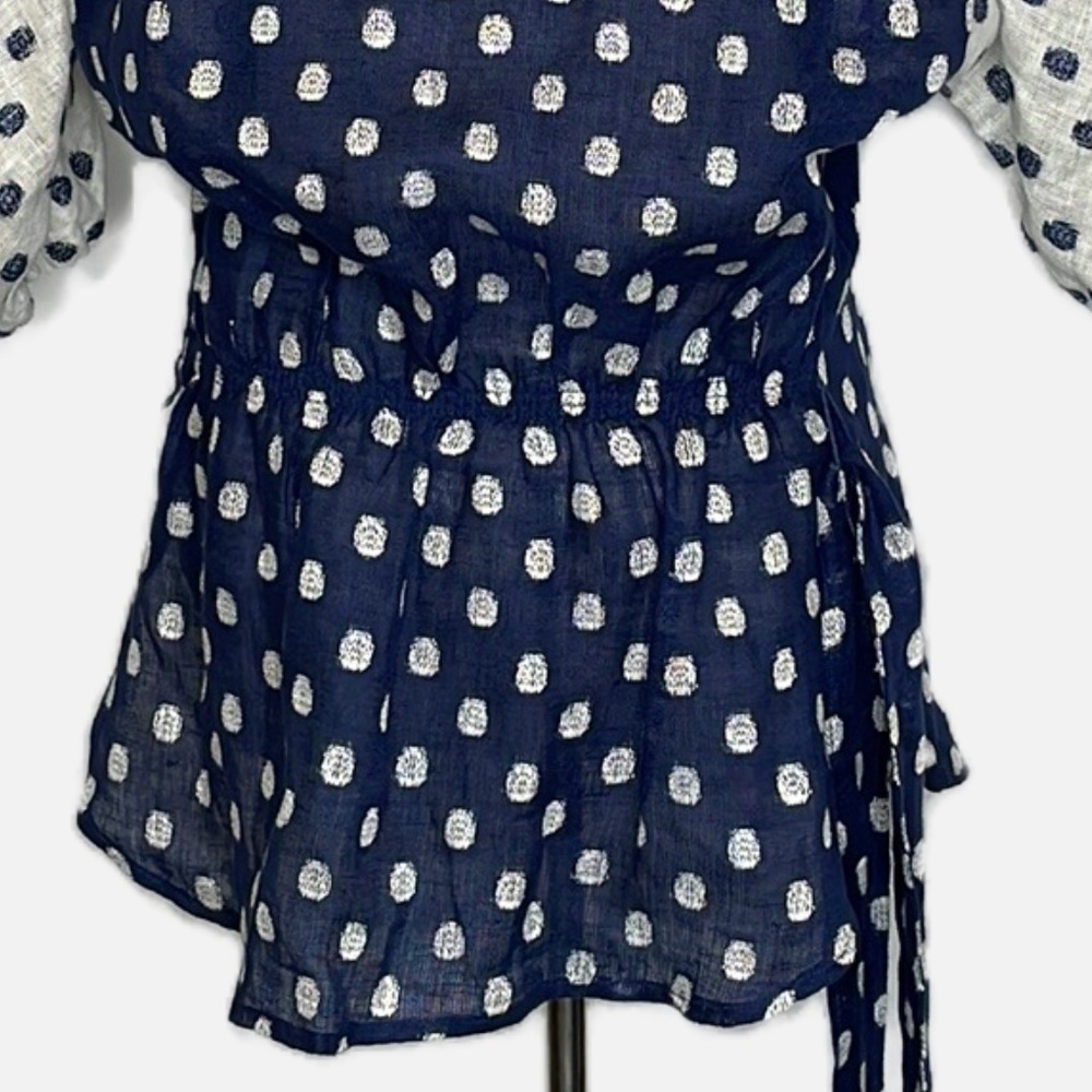 Anthropologie Eva Franco Polka Dot Linen Top (2) - Picture 10 of 13